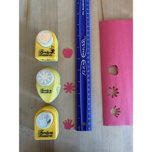 Lot of 3 Family Treasures Paper Punches Hand Flower Apple